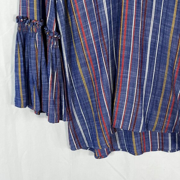 HIlary Radley for Katherine Barklay‎ Chambray Embroidered Stripe Blouse Size XL - Picture 2 of 8